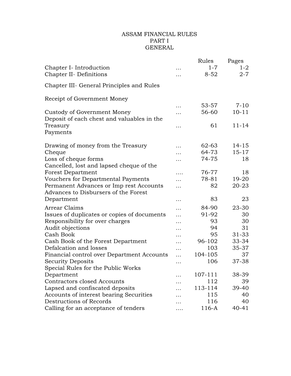 Assam Financial Rules Part I General