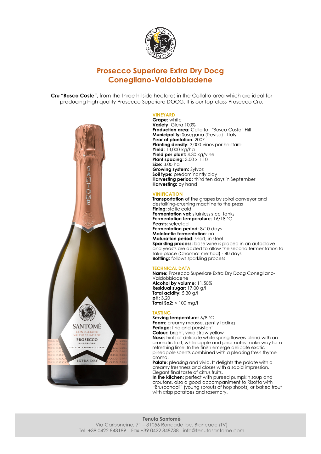 Prosecco Superiore Extra Dry Docg Conegliano-Valdobbiadene