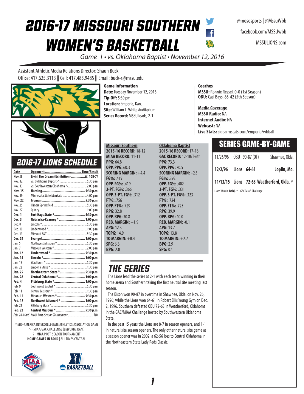 2016-17 Missouri Southern Women's Basketball