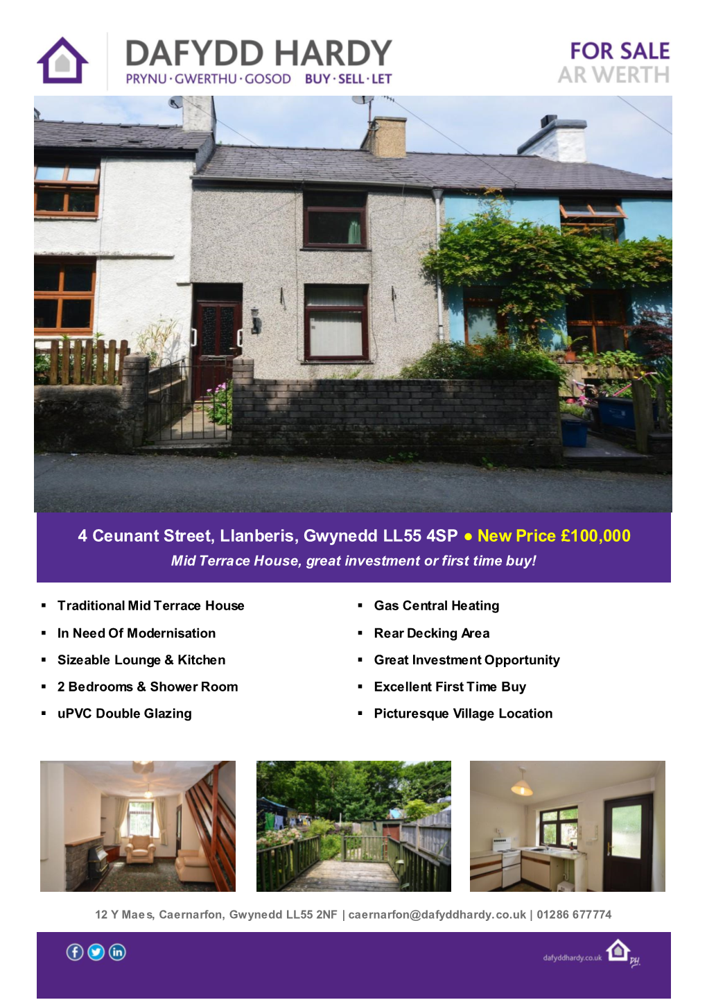 4 Ceunant Street, Llanberis, Gwynedd LL55 4SP New Price £100,000