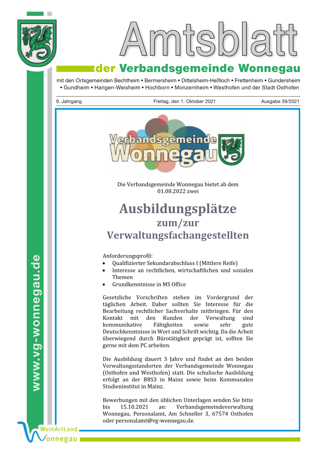 Amtsblatt VG Wonnegau