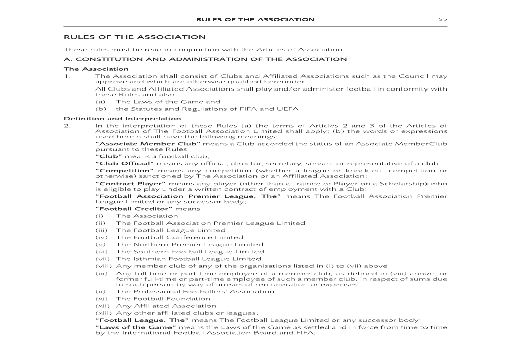 Rules of the Association 55