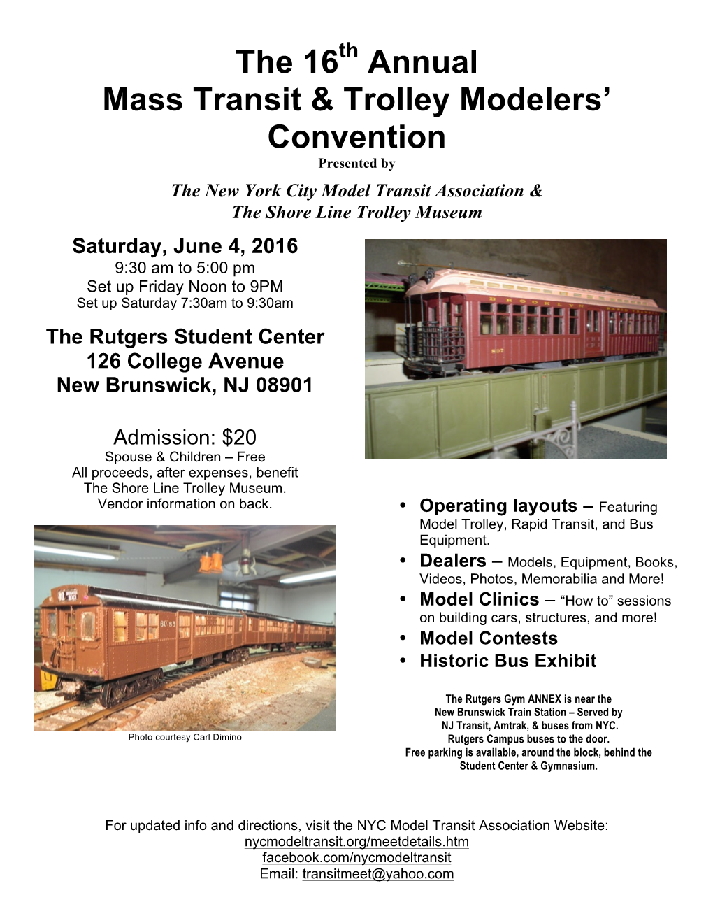 The 16 Annual Mass Transit & Trolley Modelers' Convention