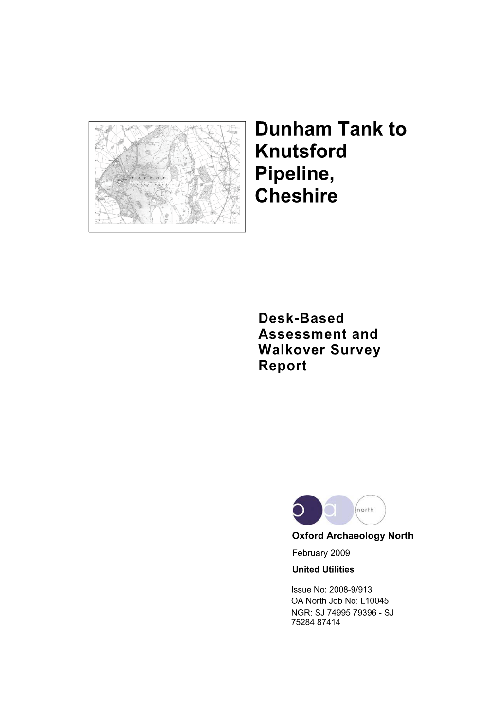 Dunham Tank to Knutsford Pipeline, Cheshire