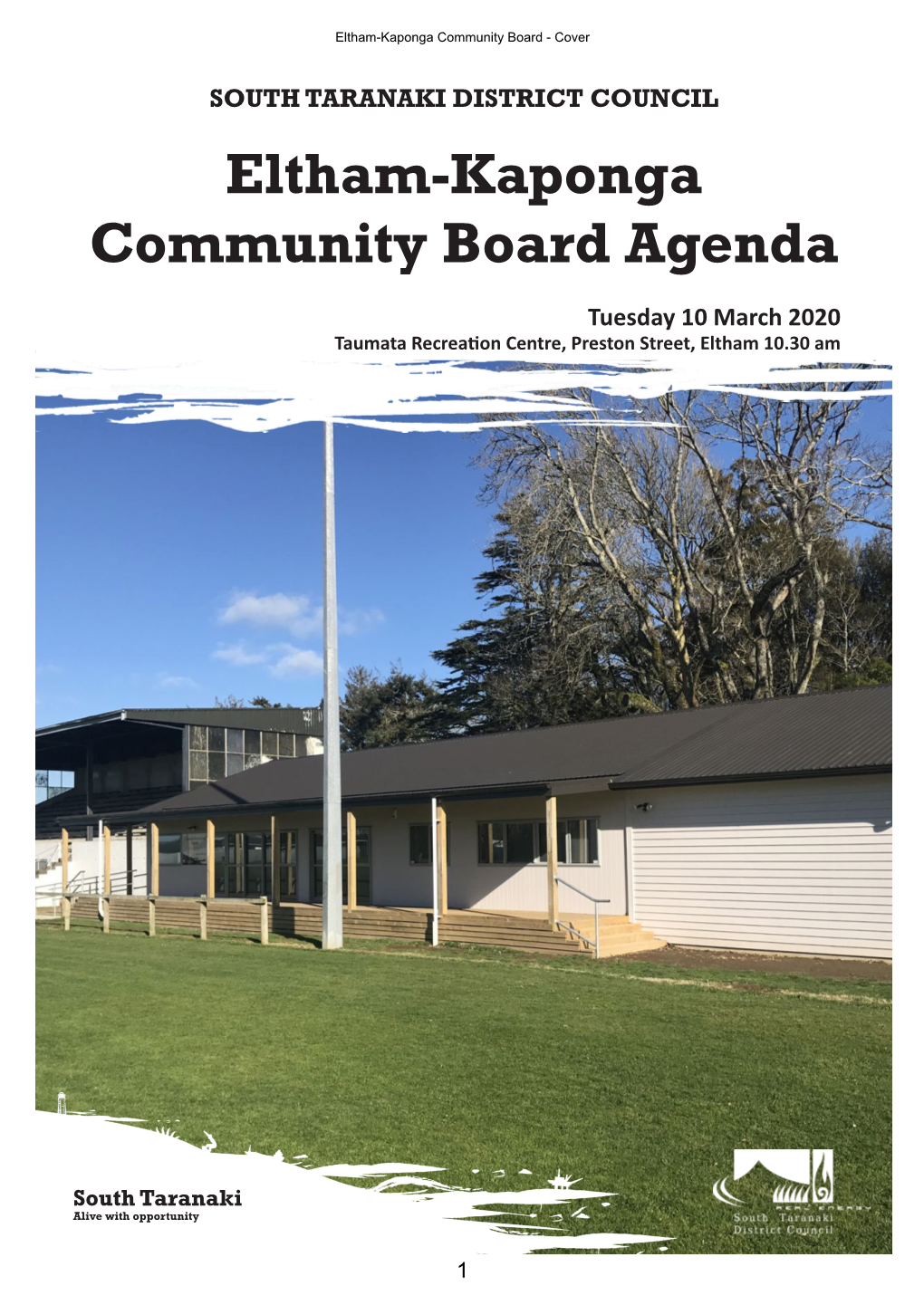 Eltham-Kaponga Community Board Agenda