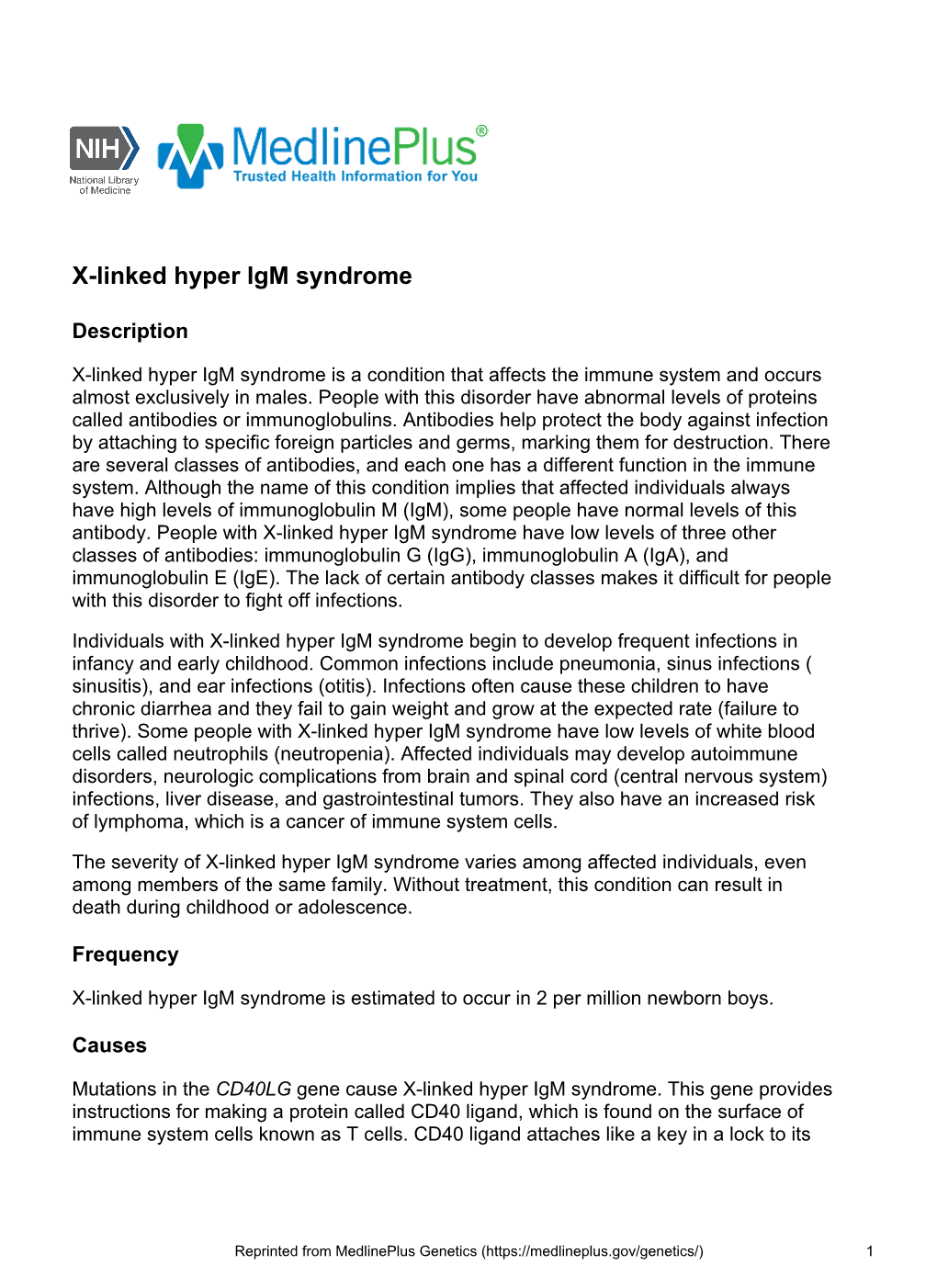 X-Linked Hyper Igm Syndrome