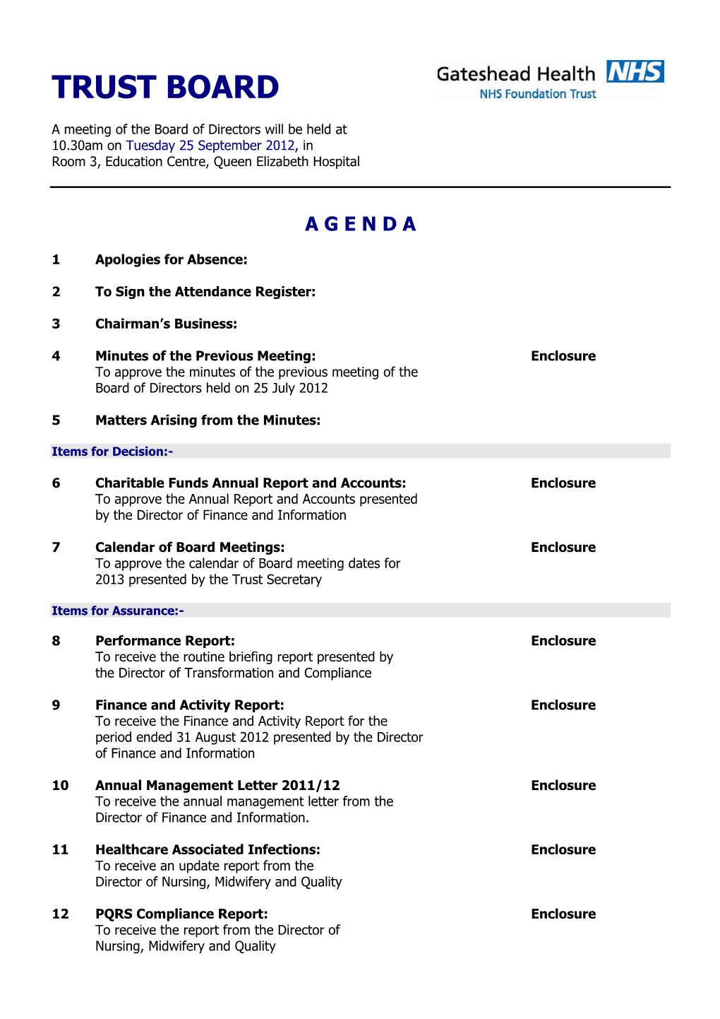 Board of Directors Agenda September 2012.Pdf