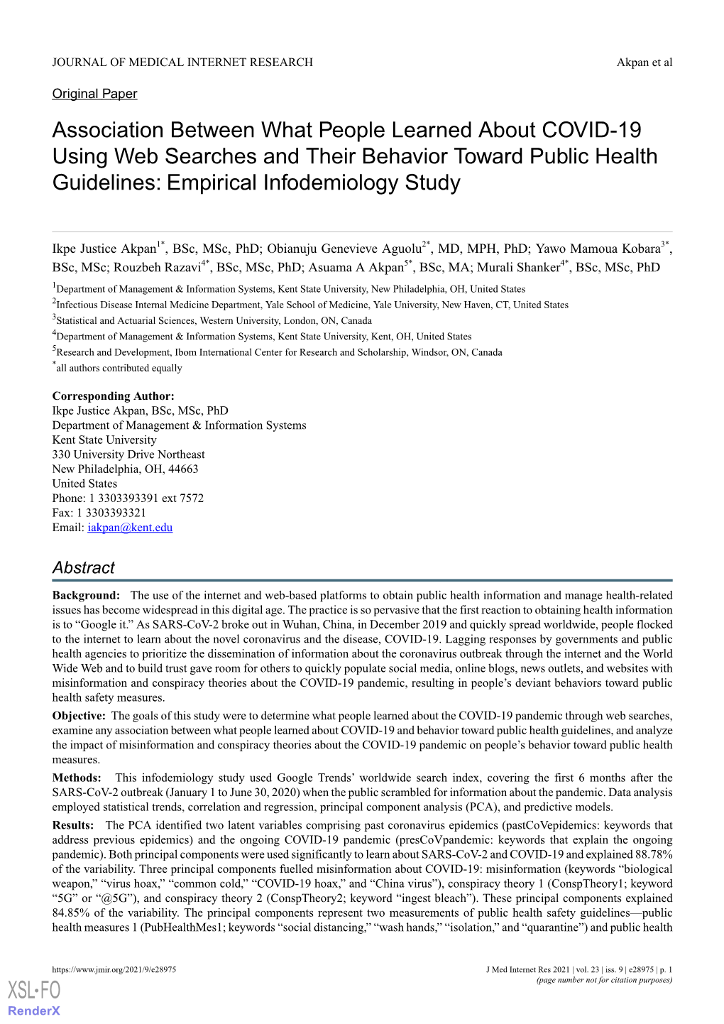 Association Between What People Learned About COVID-19 Using Web Searches and Their Behavior Toward Public Health Guidelines: Empirical Infodemiology Study