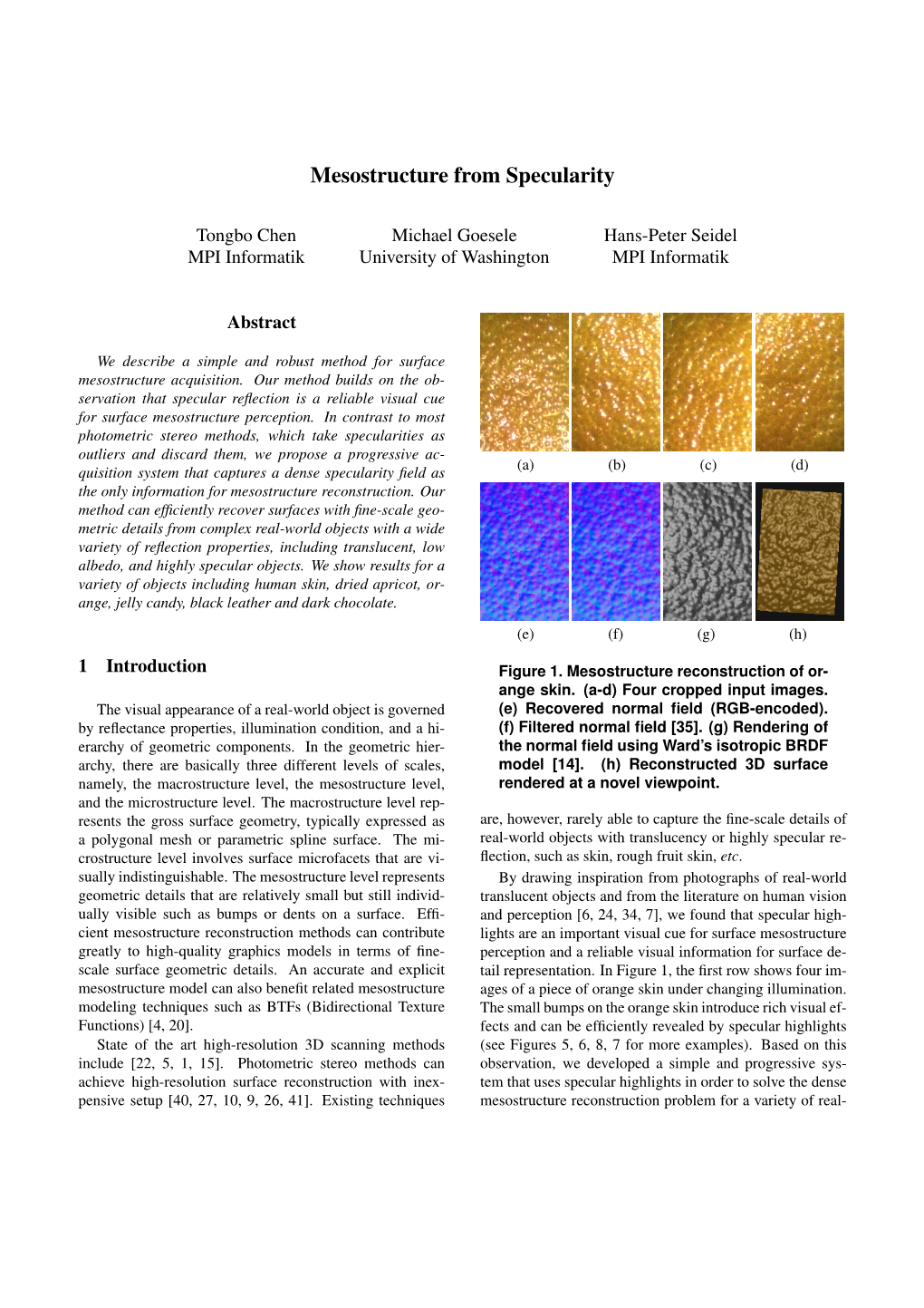 Mesostructure from Specularity