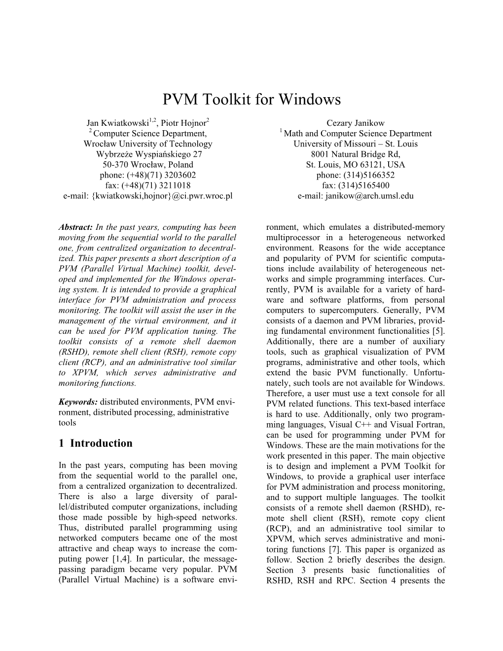 PVM Toolkit for Windows
