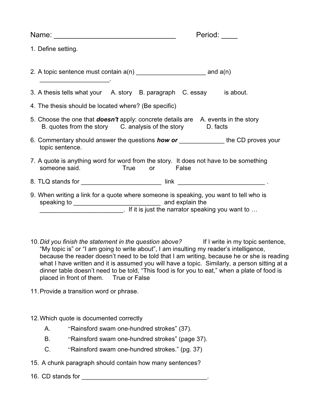 1. Define Setting