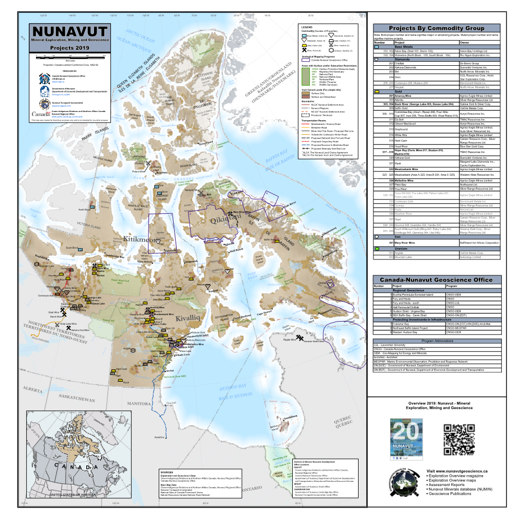 NUNAVUT Base Metals, Active (4) Diamonds, Inactive (3) OCÉAN ARCTIQUE Signifies Inactive Projects