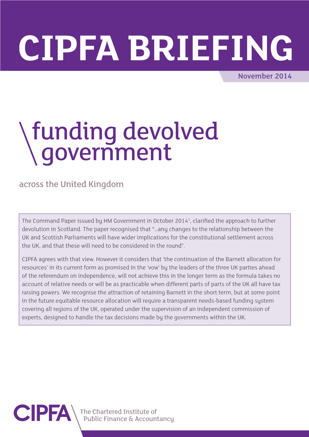 Funding Devolved Government