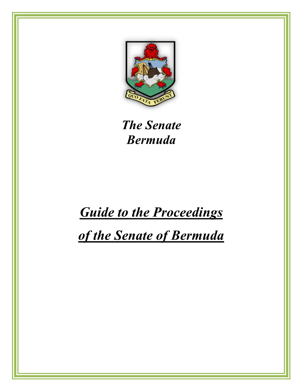 Guide to the Proceedings of the Senate of Bermuda