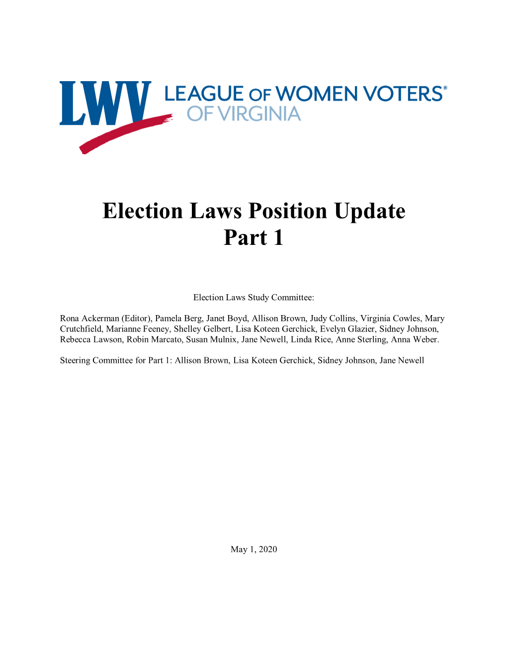 Election Laws Position Update Part 1