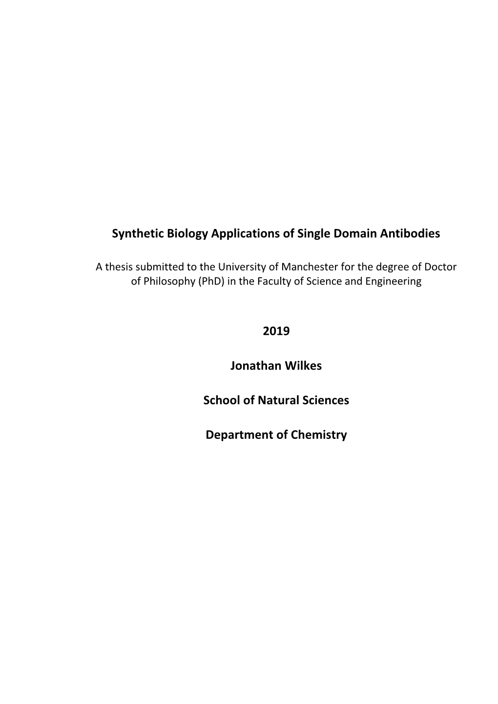 Synthetic Biology Applications of Single Domain Antibodies
