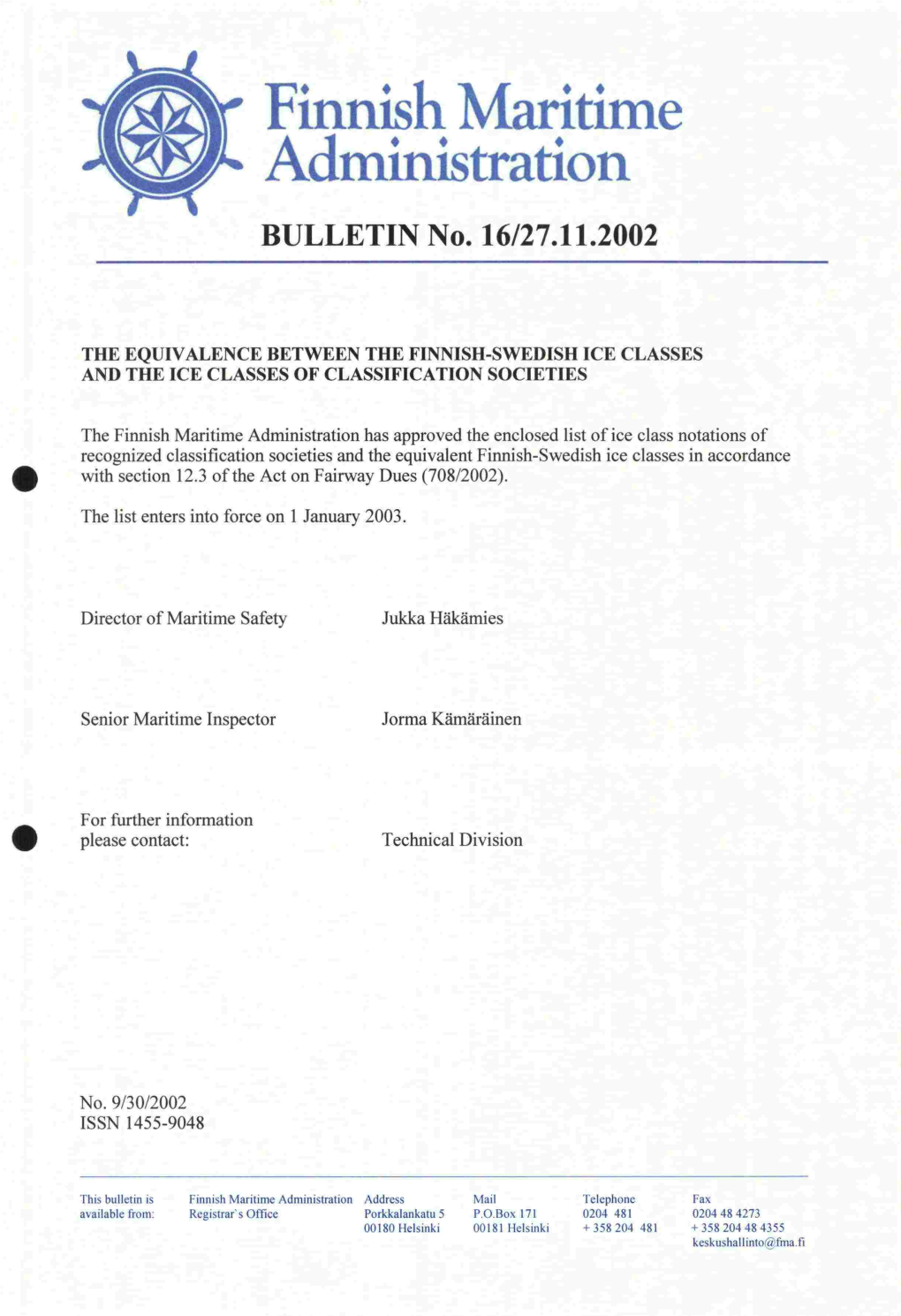 Finnish Maritime Administration BULLETIN No