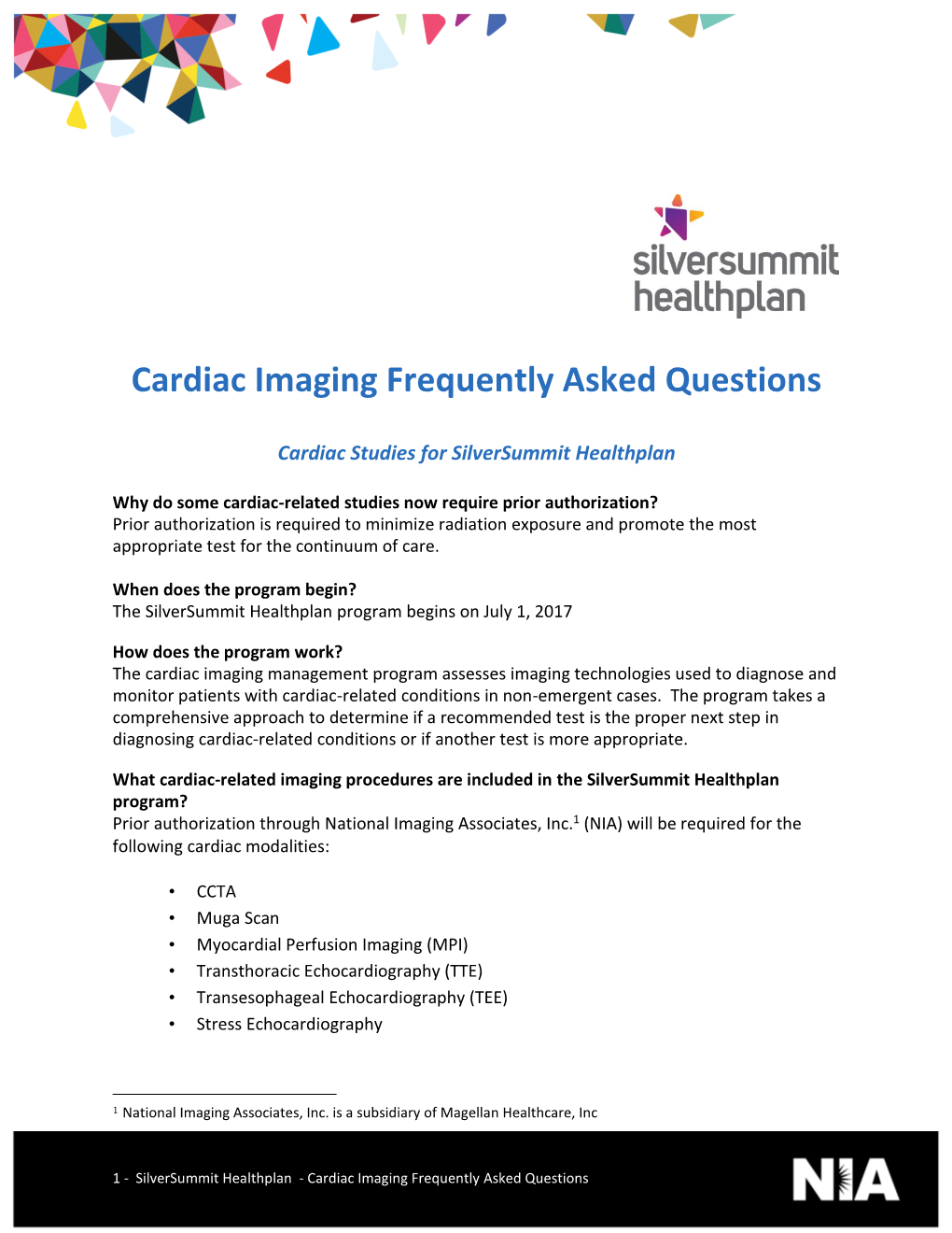 Cardiac Imaging Frequently Asked Questions