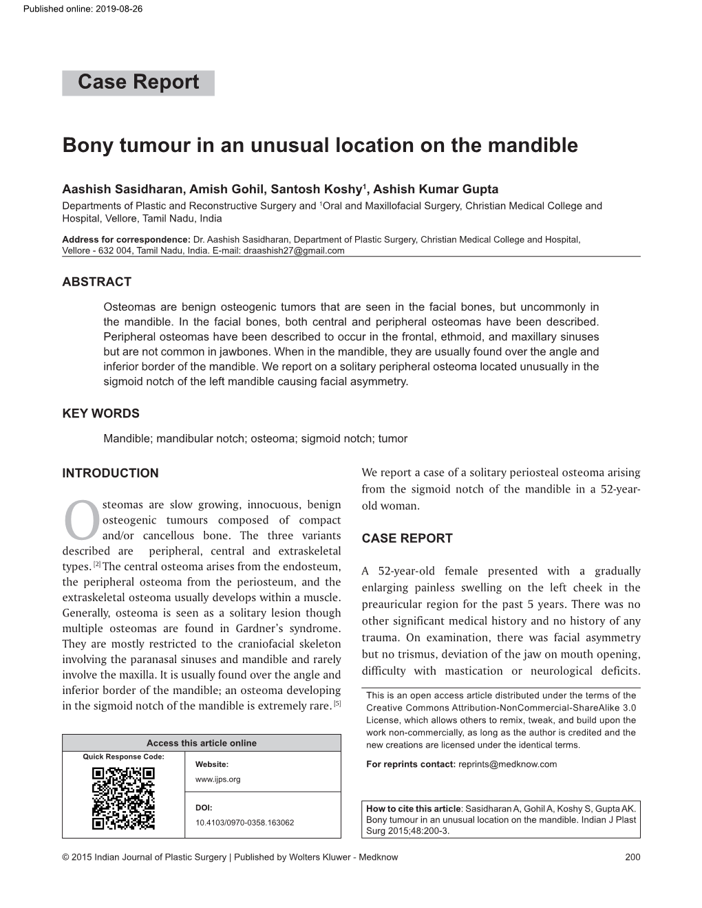 Bony Tumour in an Unusual Location on the Mandible