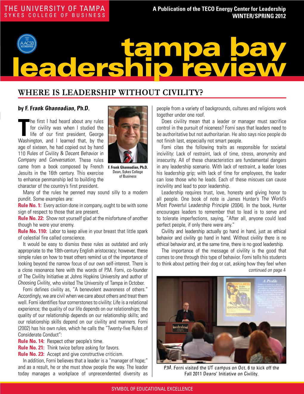 Tampa Bay Leadership Review Symbol of Educational Excellence