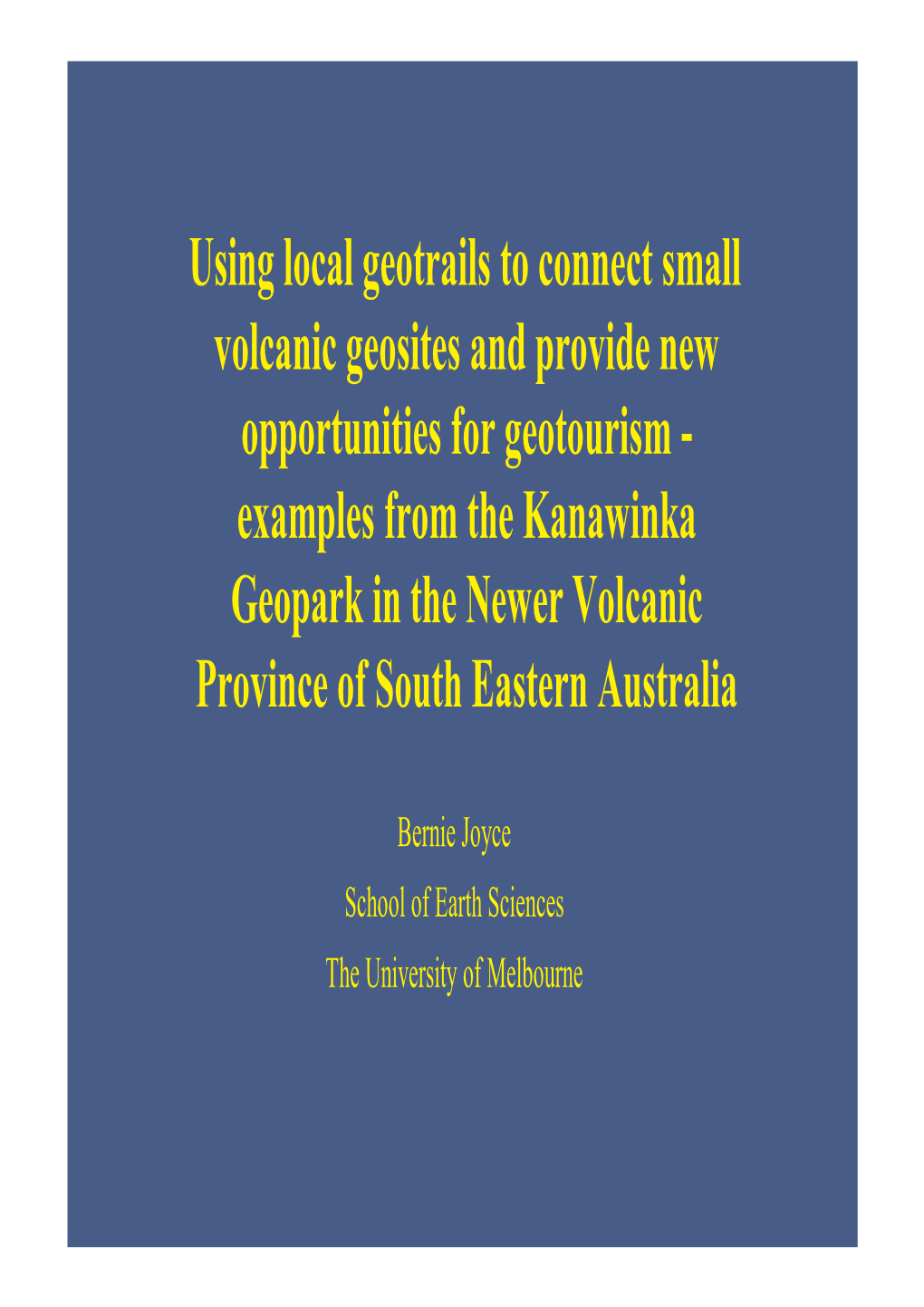 Using Local Geotrails to Connect Small Volcanic