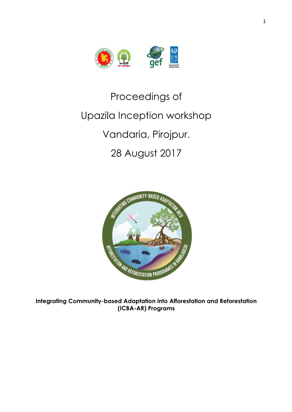 Proceedings of Upazila Inception Workshop Vandaria, Pirojpur. 28 August 2017