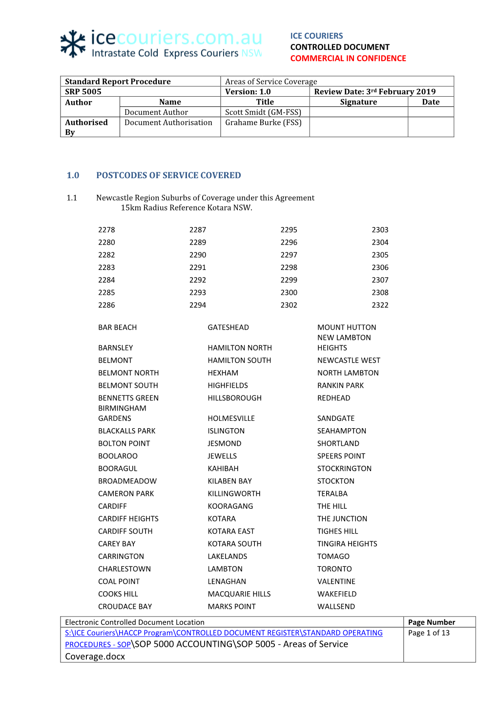 Areas of Service Coverage.Docx