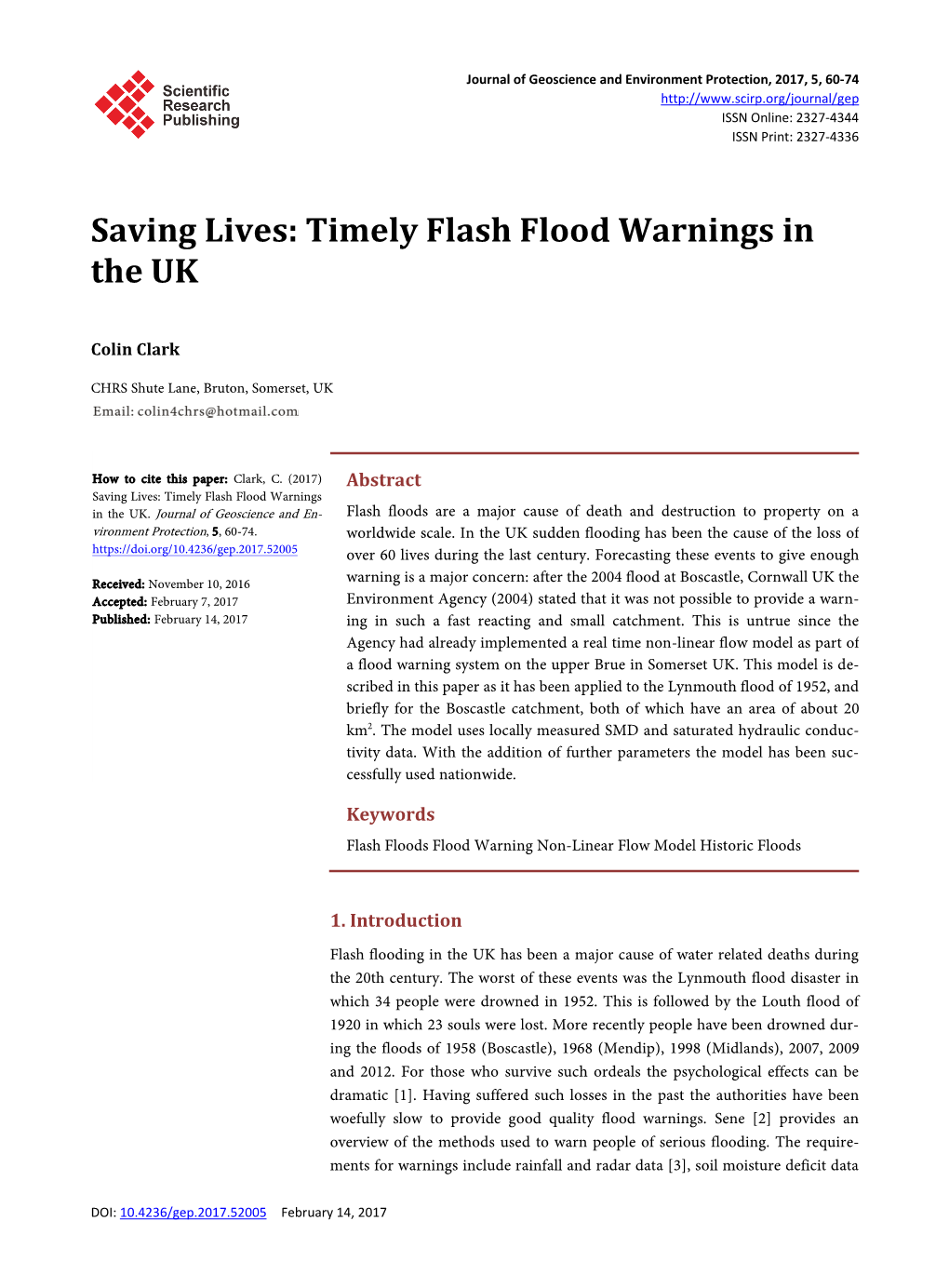 Timely Flash Flood Warnings in the UK