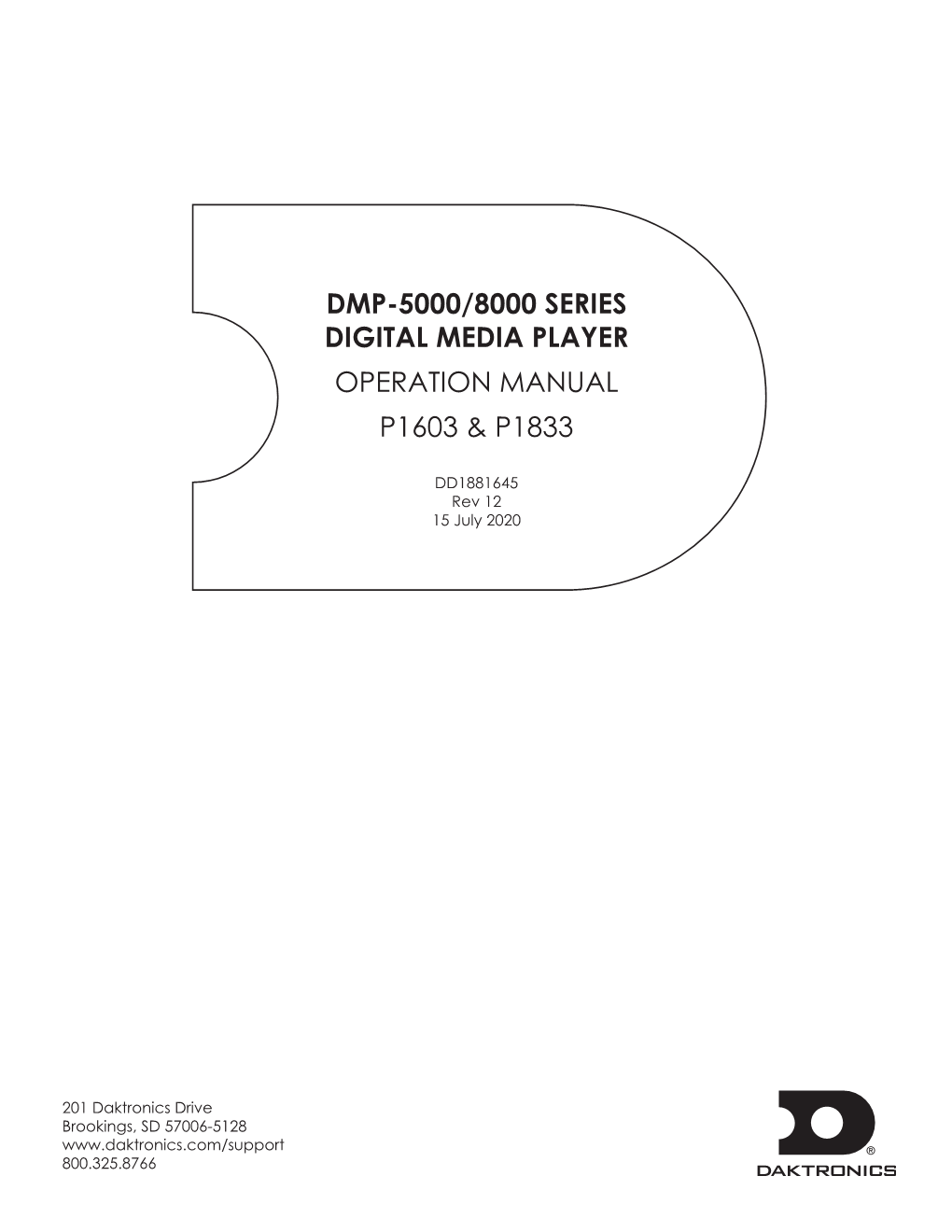 Dmp-5000/8000 Series Digital Media Player Operation Manual P1603 & P1833