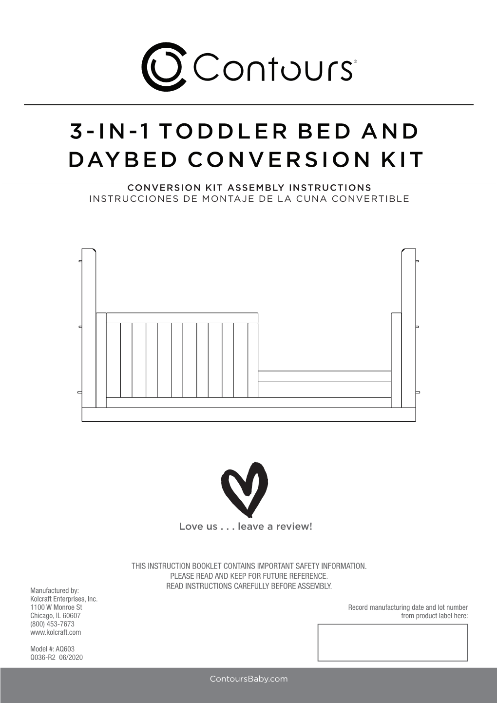 3-In-1 Toddler Bed and Daybed Conversion Kit