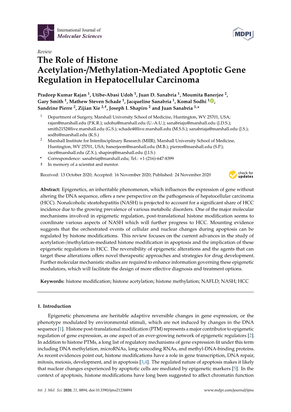 The Role of Histone Acetylation-/Methylation-Mediated Apoptotic Gene Regulation in Hepatocellular Carcinoma