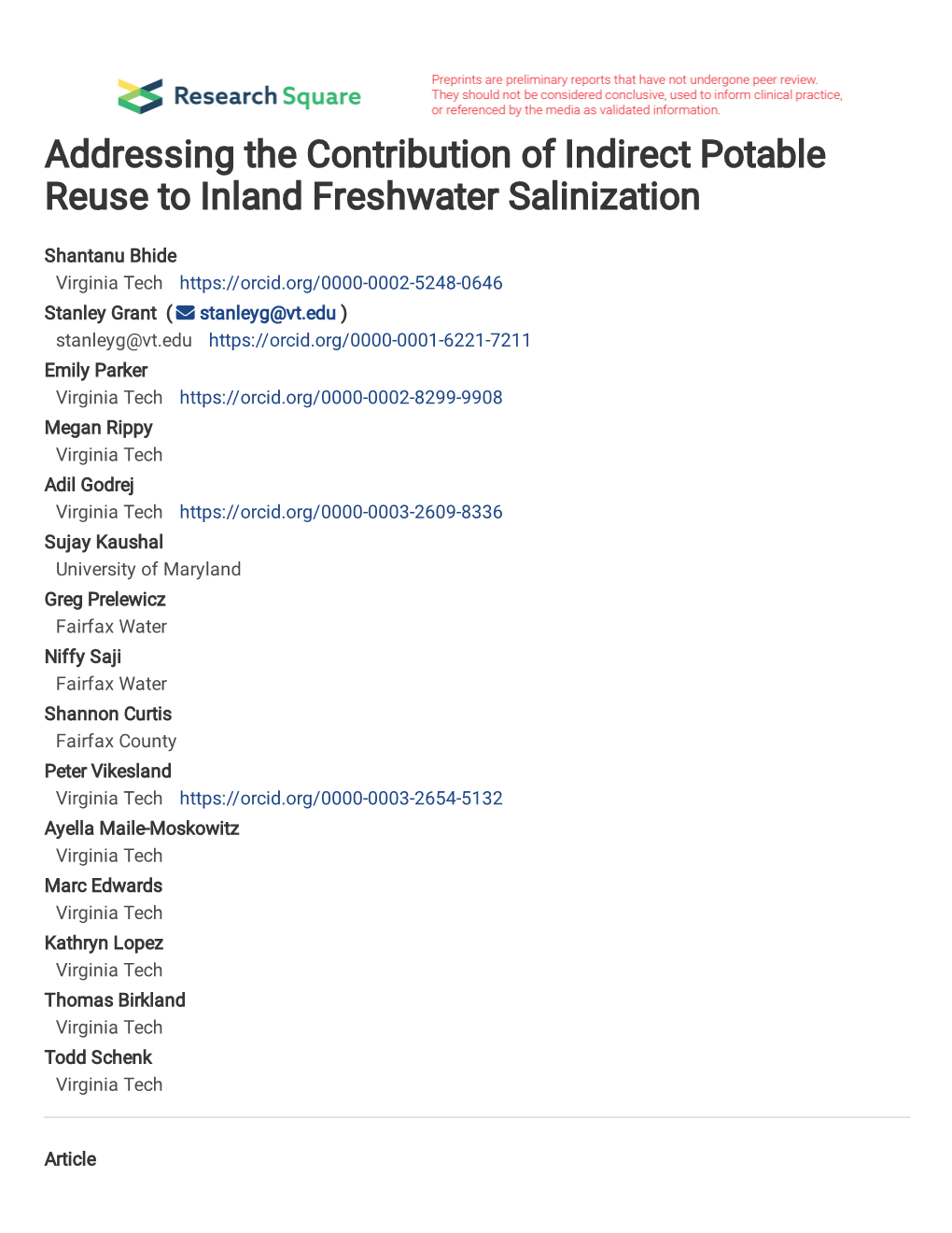 Addressing the Contribution of Indirect Potable Reuse to Inland Freshwater Salinization