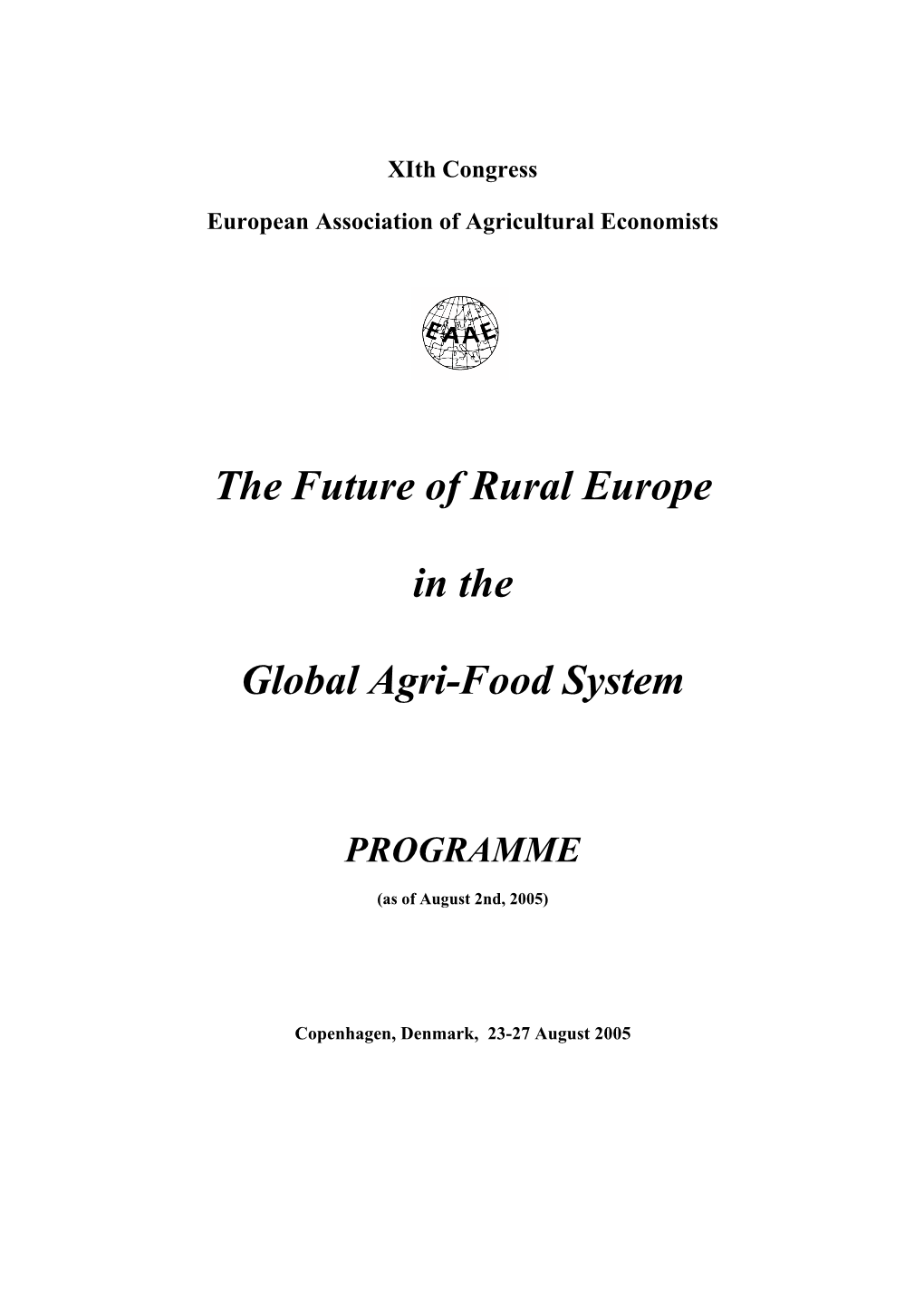 The Future of Rural Europe in the Global Agri-Food System