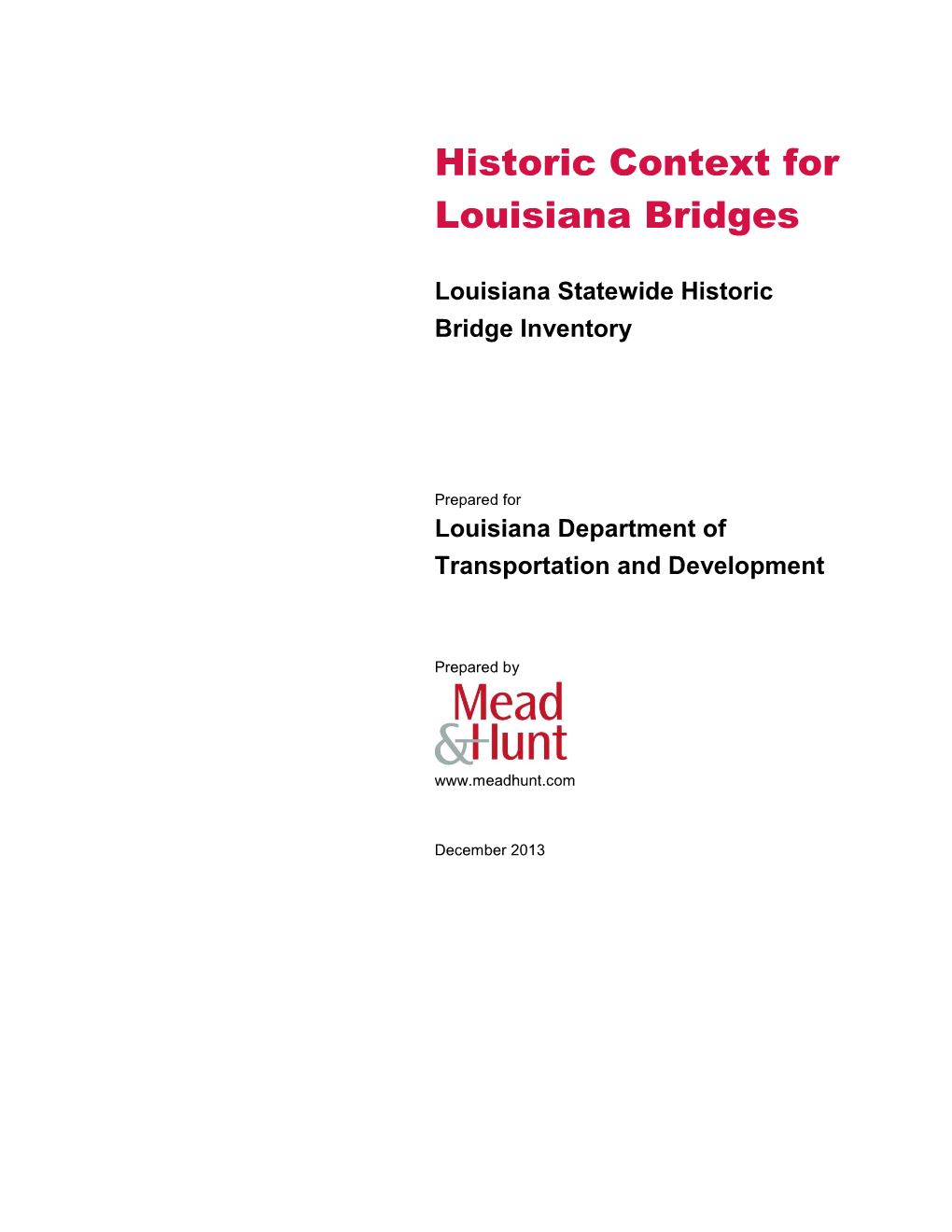 Historic Context for Louisiana Bridges