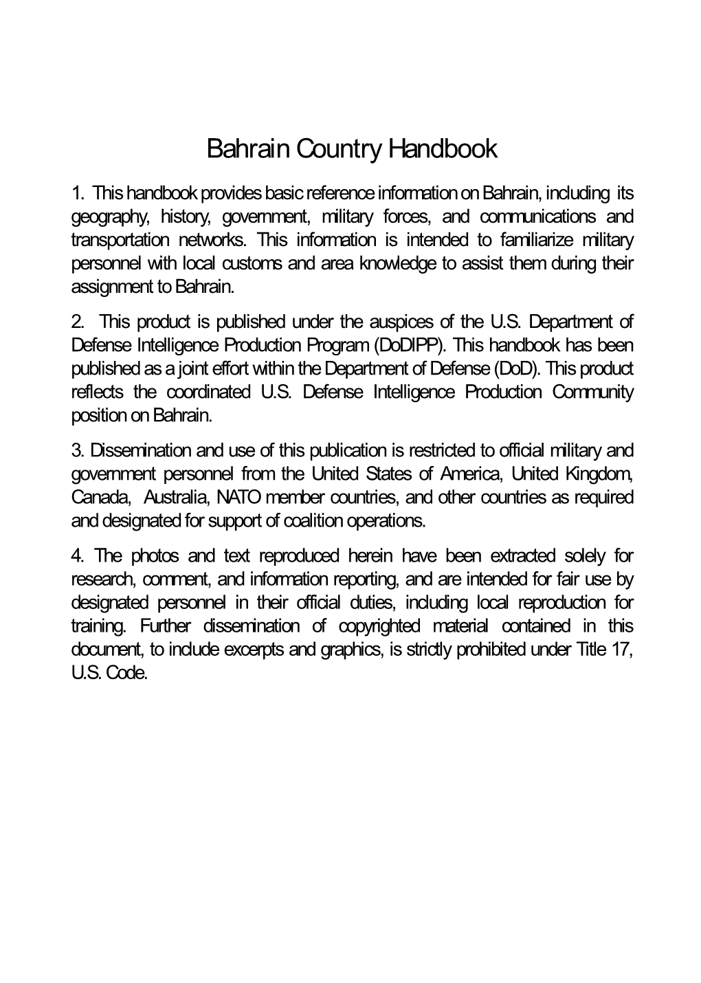 Bahrain Country Handbook