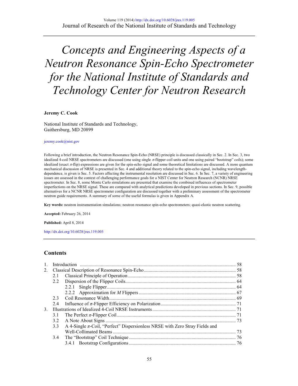 Concepts and Engineering Aspects of a Neutron Resonance Spin-Echo Spectrometer for the National Institute of Standards and Technology Center for Neutron Research