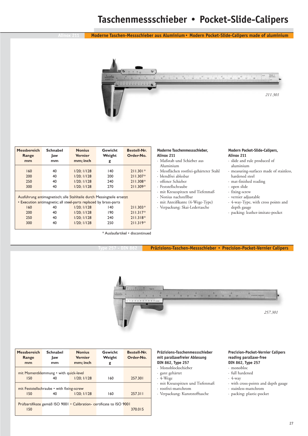 Taschenmessschieber • Pocket-Slide-Calipers