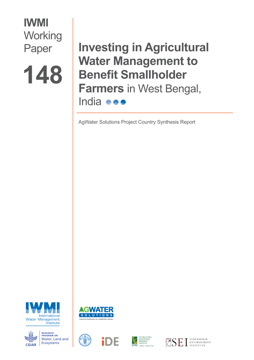 Investing in Agricultural Water Management to Benefit Smallholder 148 Farmers in West Bengal, India