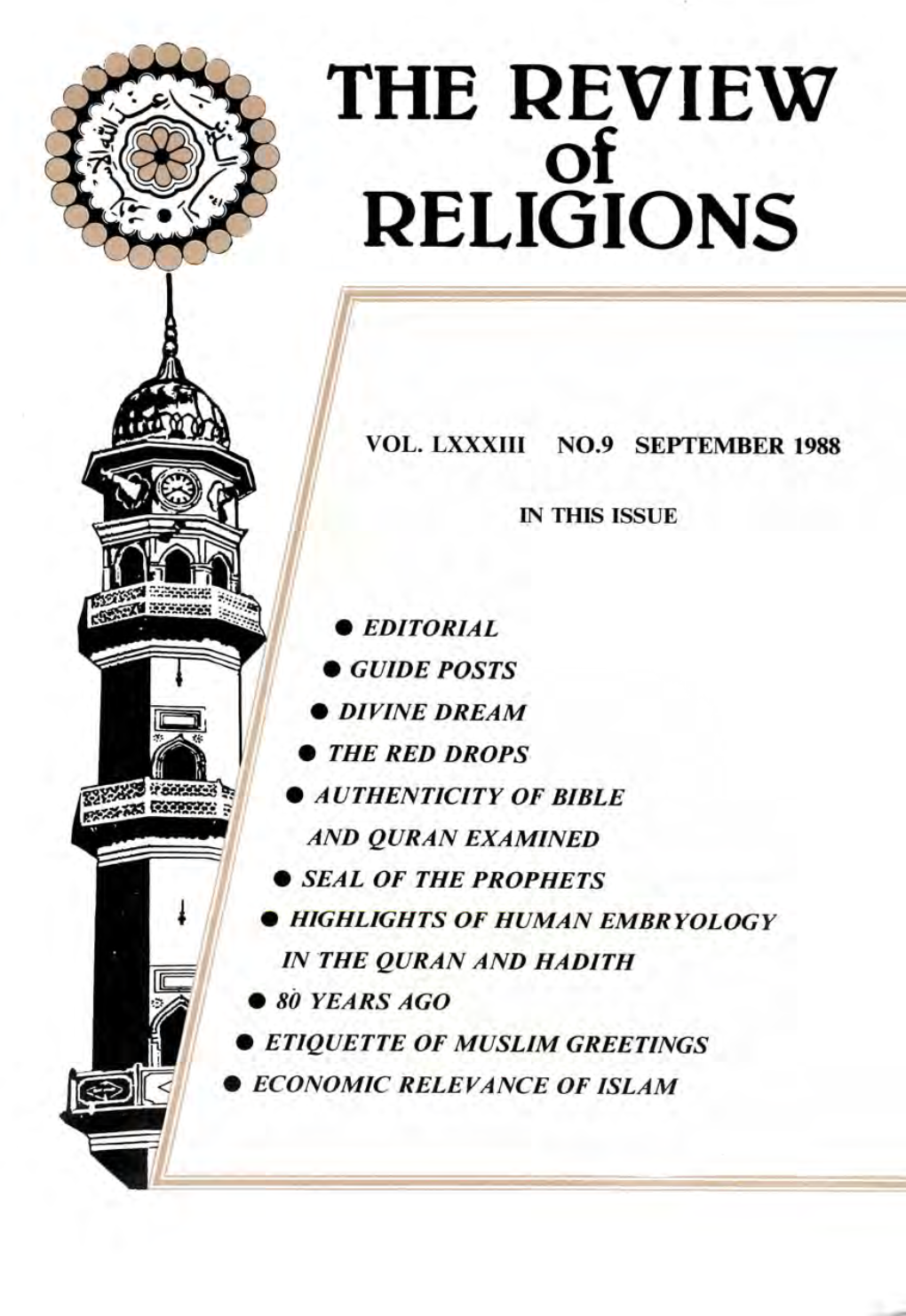 The Review of Religions, September 1988