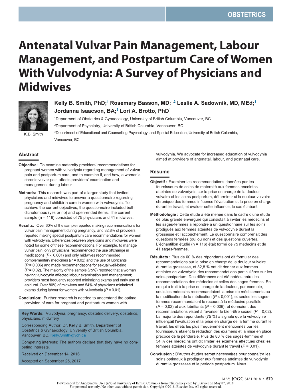 Antenatal Vulvar Pain Management, Labour Management, and Postpartum Care of Women with Vulvodynia: a Survey of Physicians and Midwives