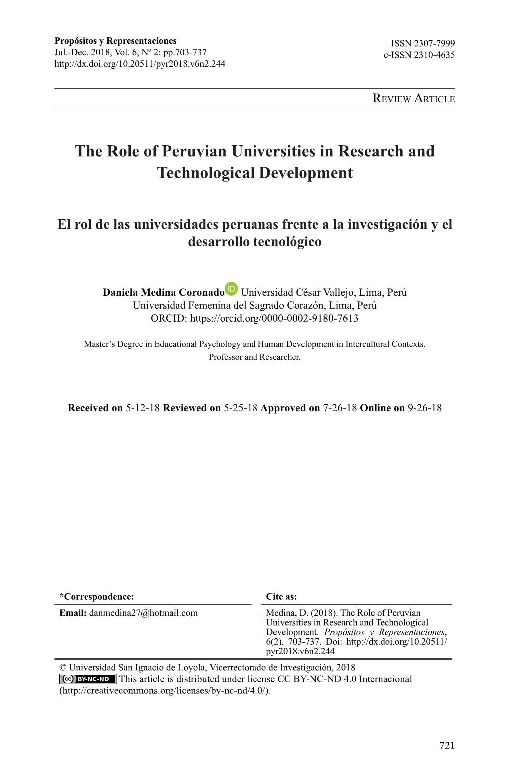 The Role of Peruvian Universities in Research and Technological Development