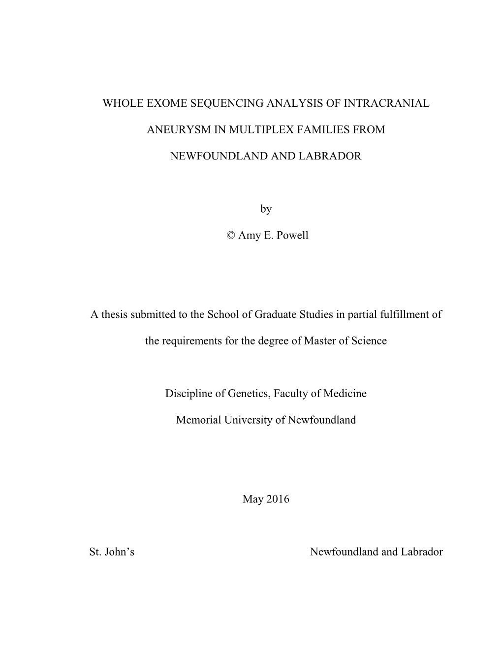 Whole Exome Sequencing Analysis of Intracranial