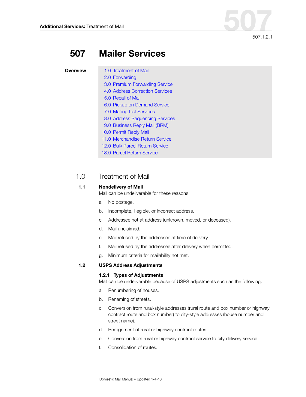 DMM 507 Mailer Services