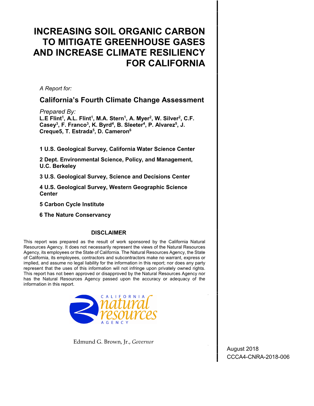 Increasing Soil Organic Carbon to Mitigate Greenhouse Gases and Increase Climate Resiliency for California