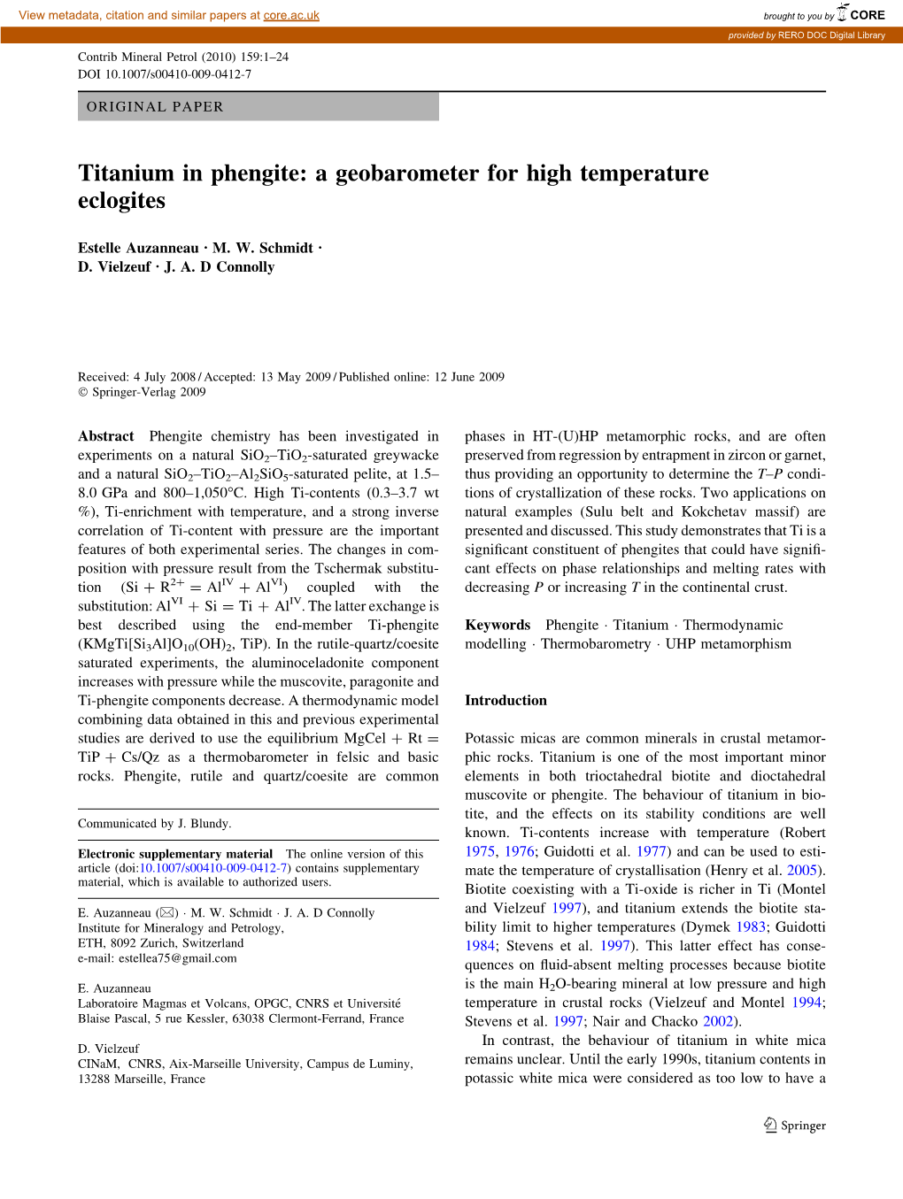 Titanium in Phengite: a Geobarometer for High Temperature Eclogites