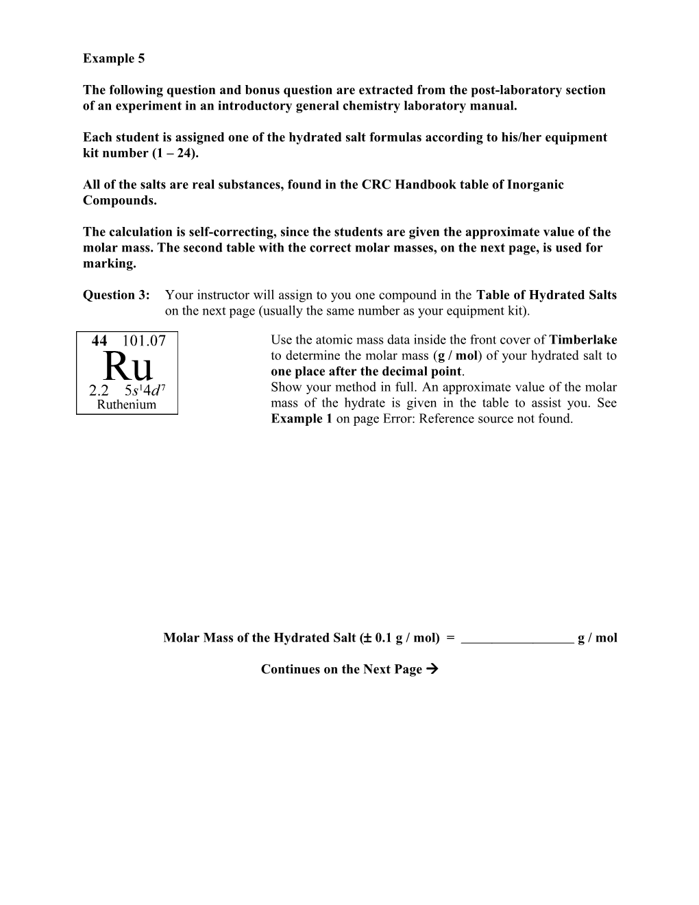 The Following Question and Bonus Question Are Extracted from the Post-Laboratory Section