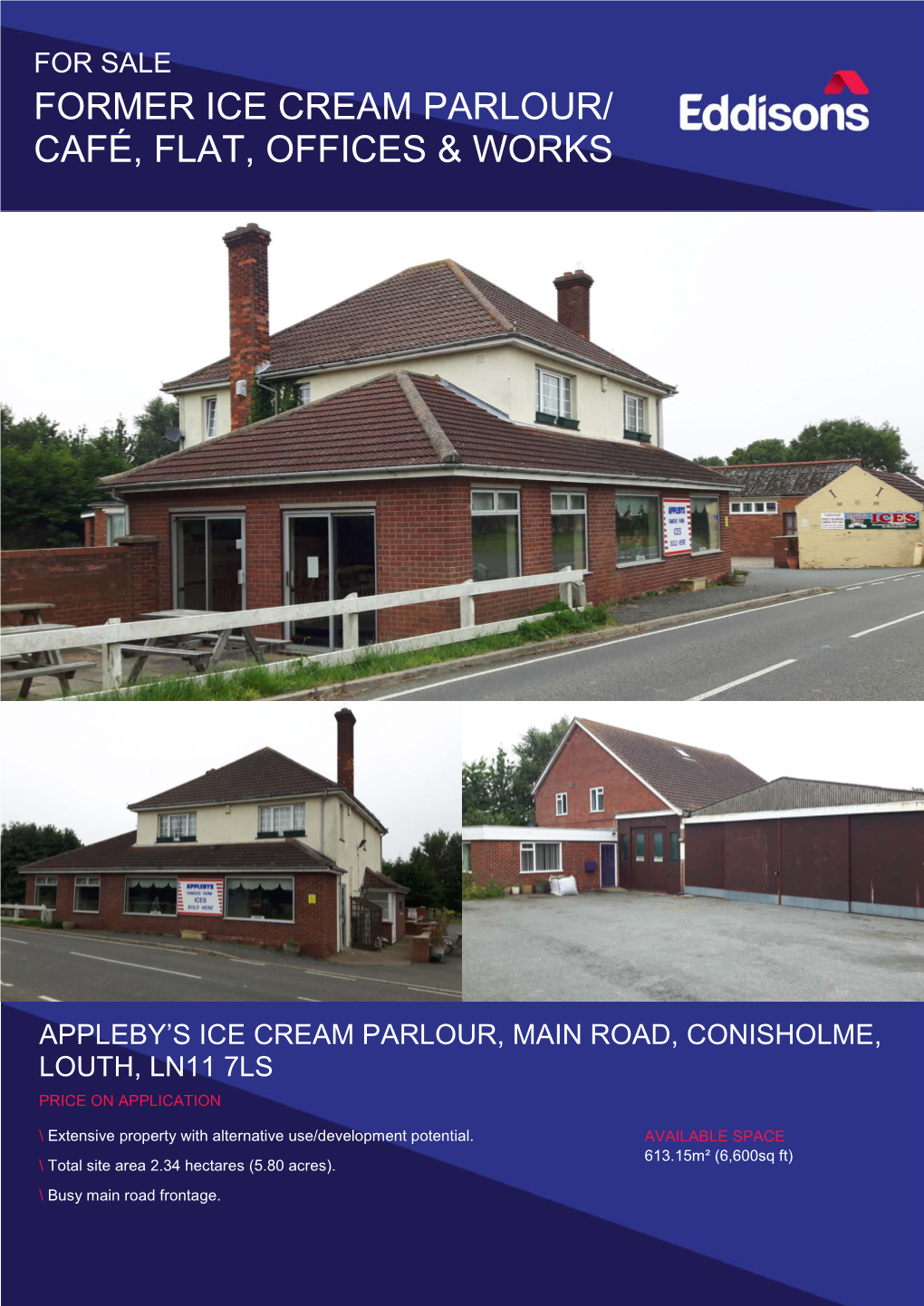 Former Ice Cream Parlour/ Café, Flat, Offices & Works