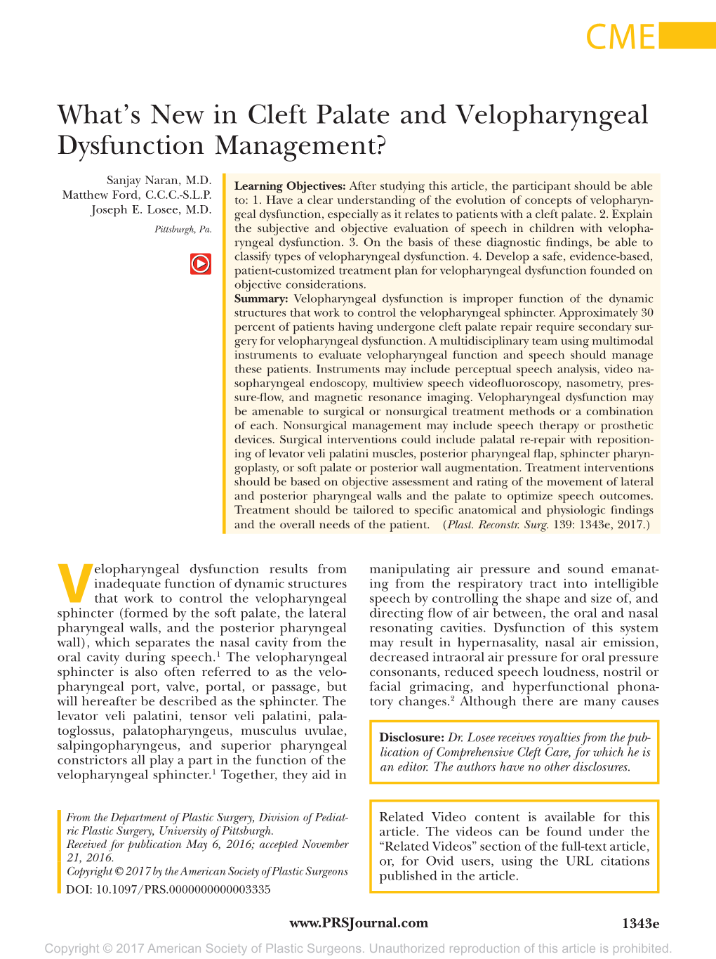 What's New in Cleft Palate and Velopharyngeal Dysfunction Management?