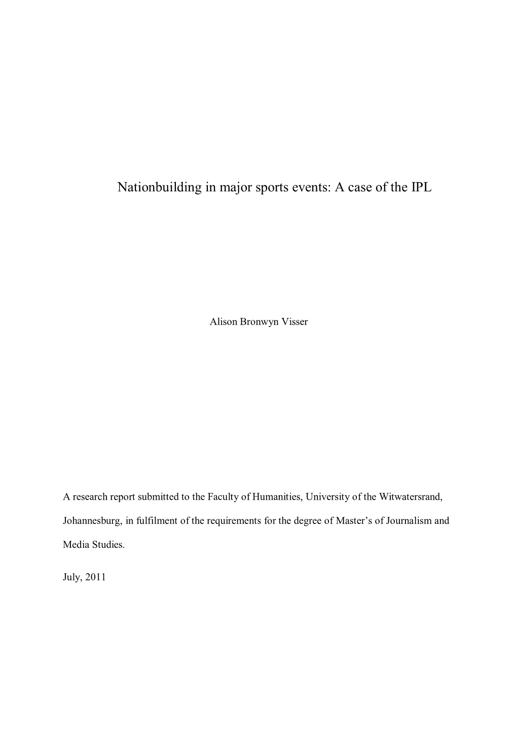 A Research Proposal for MA in Journalism by Coursework And