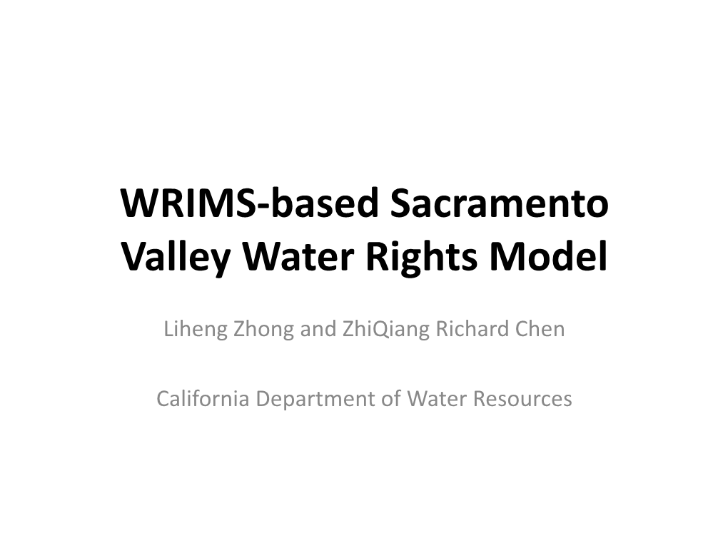 (Calsim) Sacramento Valley Water Right Model